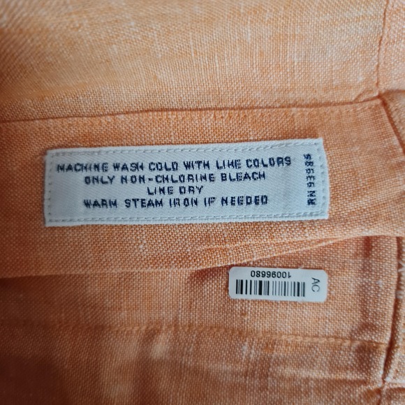 Brooks Brothers Shirt Mens Large Orange Irish Linen Button Down Long Sleeve - Picture 15 of 15